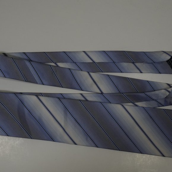 GRUPPO ARTIGIANI Navy Gray Silk Tie Striped - Picture 12 of 12